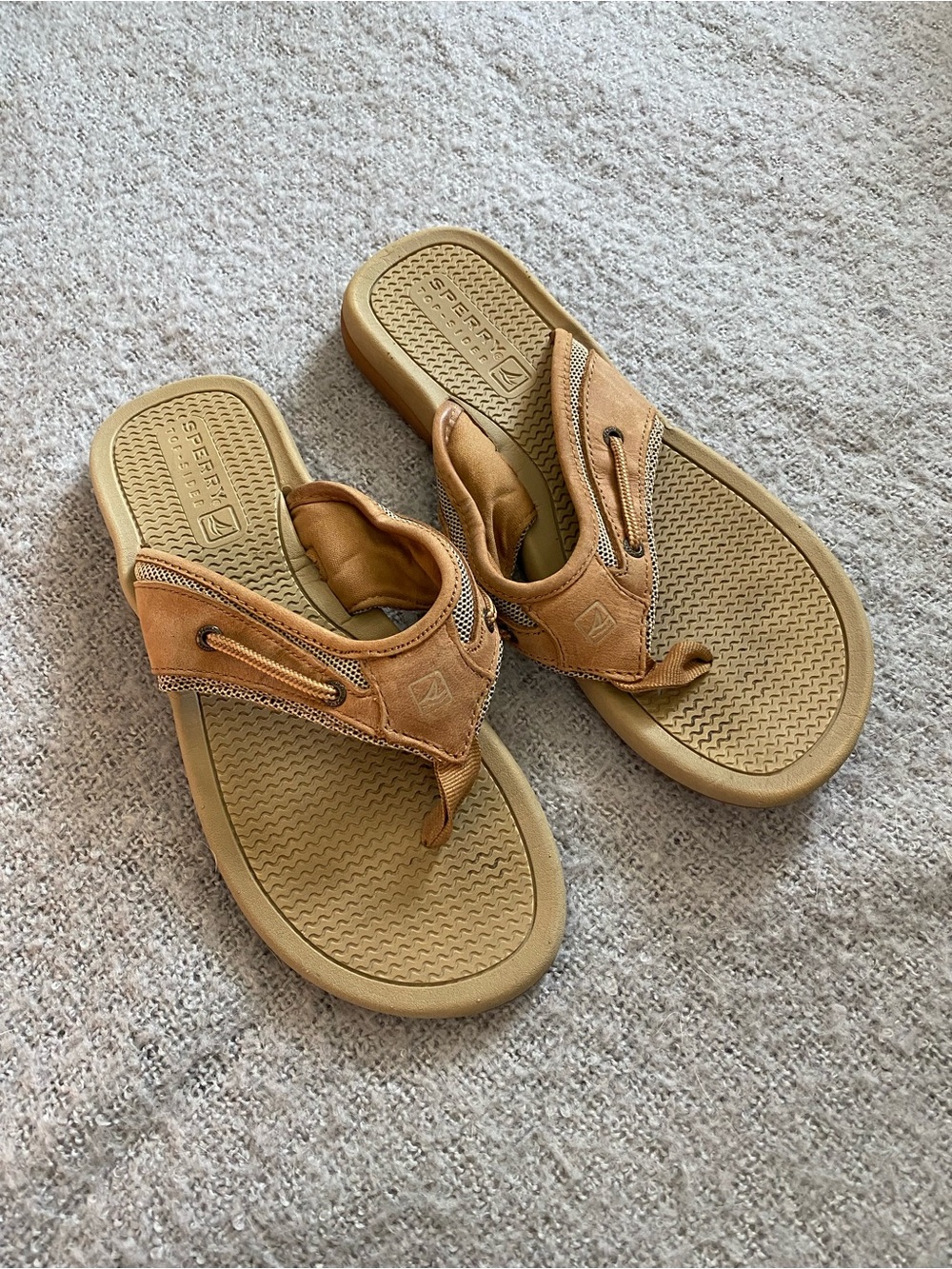 Sperry Kids Tan Suede Thong Flip Sandals